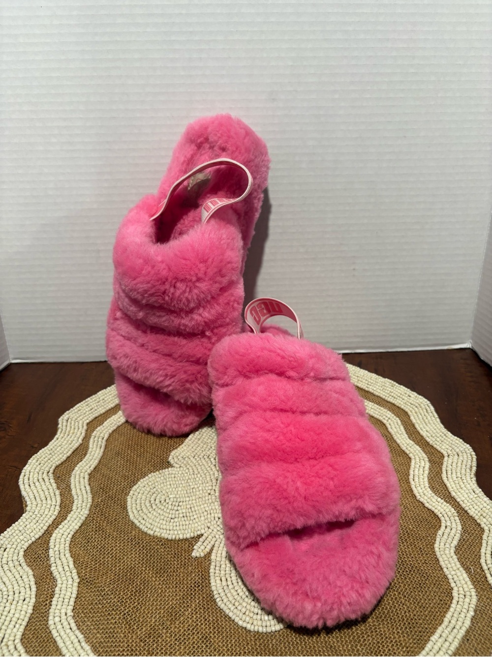 UGG Pink Fuzzy Slide Slippers for Women
